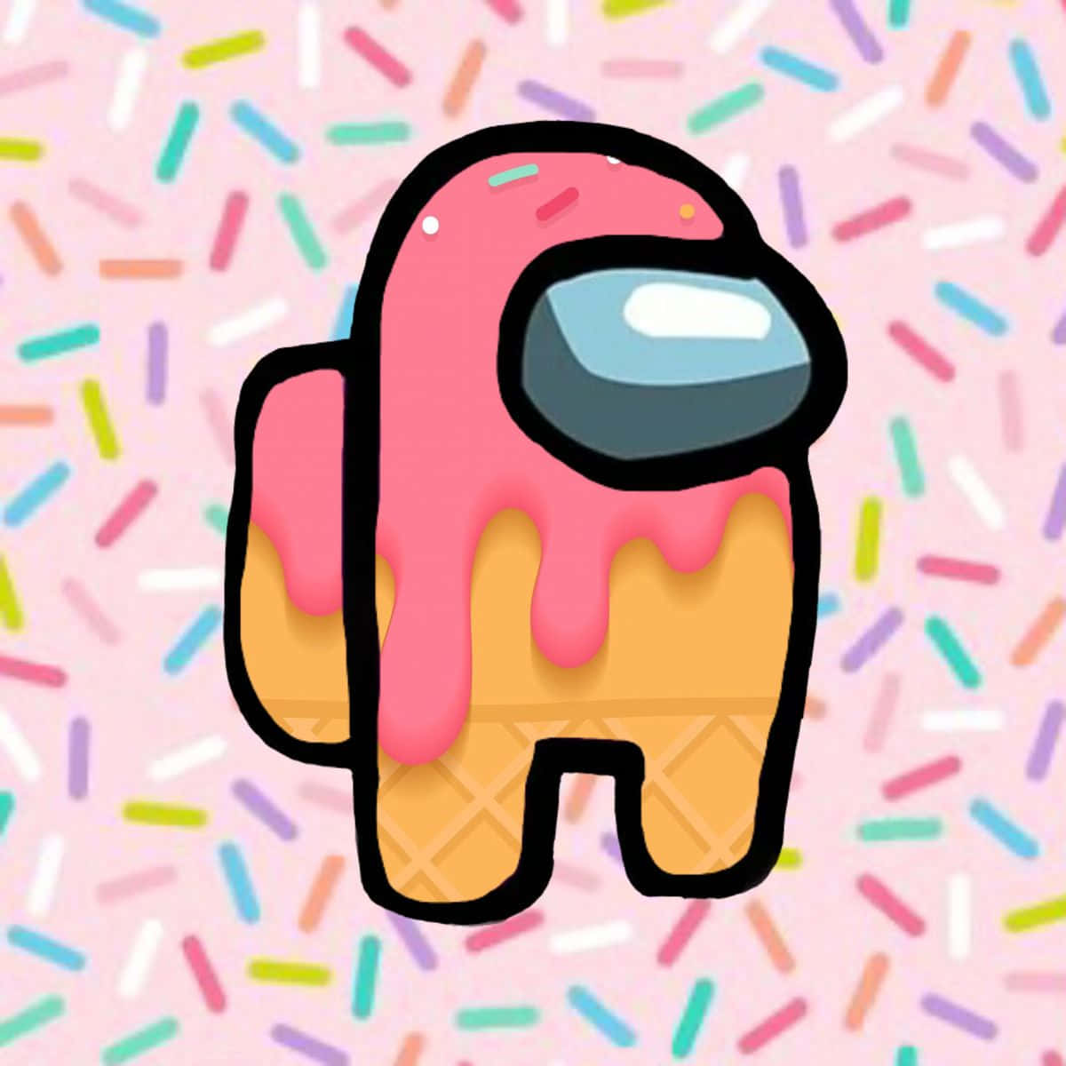 Ice Cream Skin, Among US, pink-frosted ice cream cone, SD Desktop Wallpaper