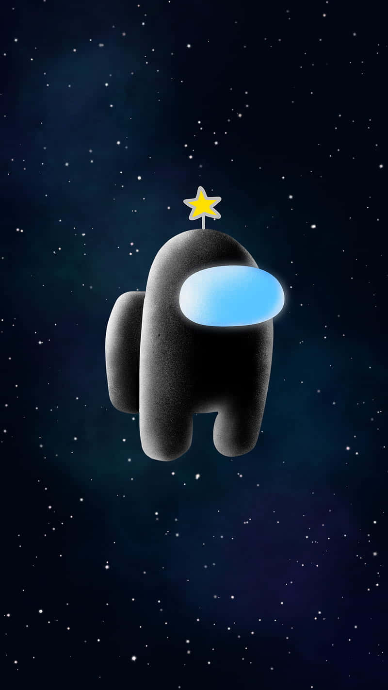 Among Us character, starry night sky, glowing blue visor, HD Phone Wallpaper