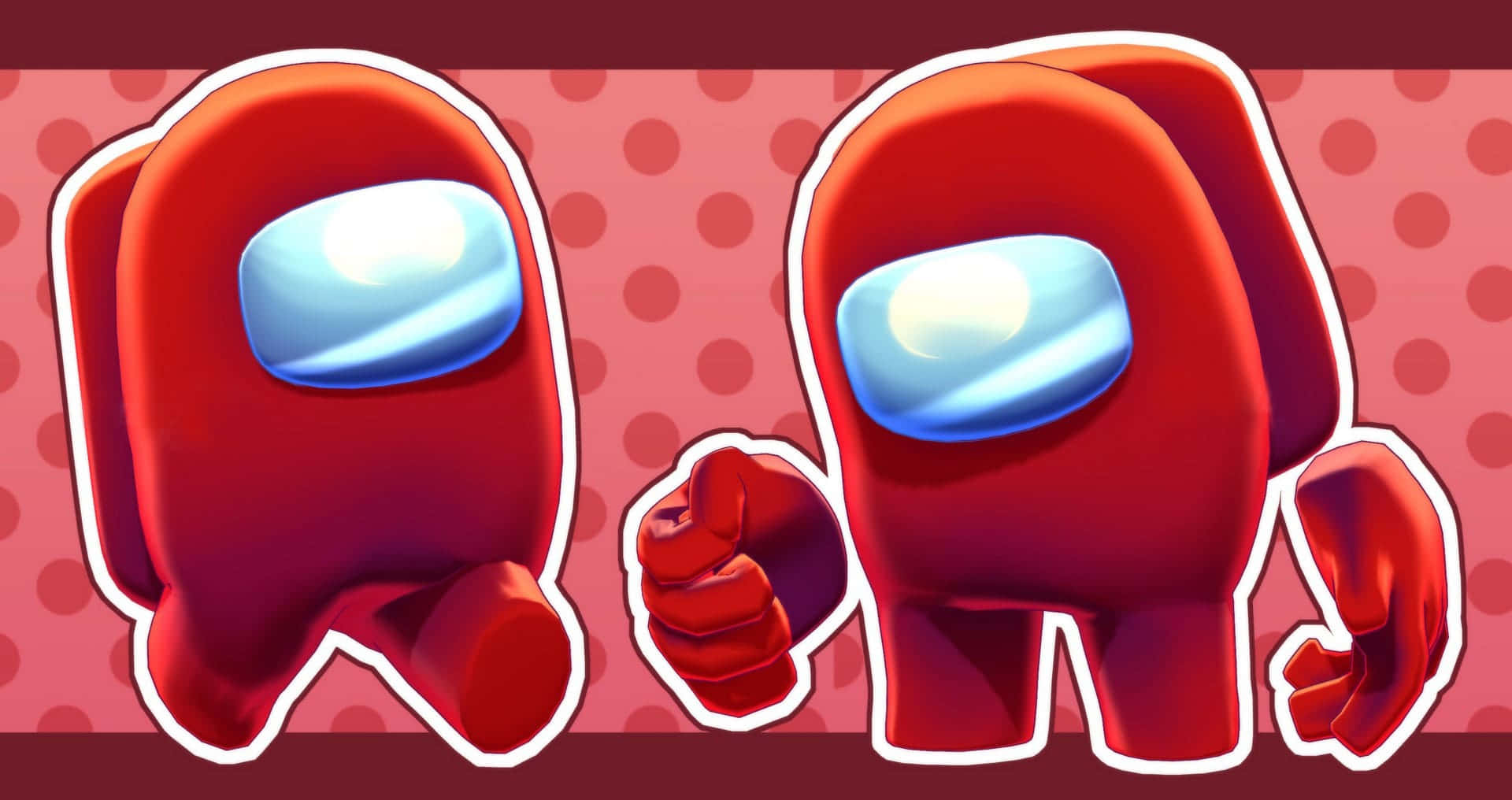 Among Us, red Among Us characters, glowing blue visors, Full HD Desktop Wallpaper