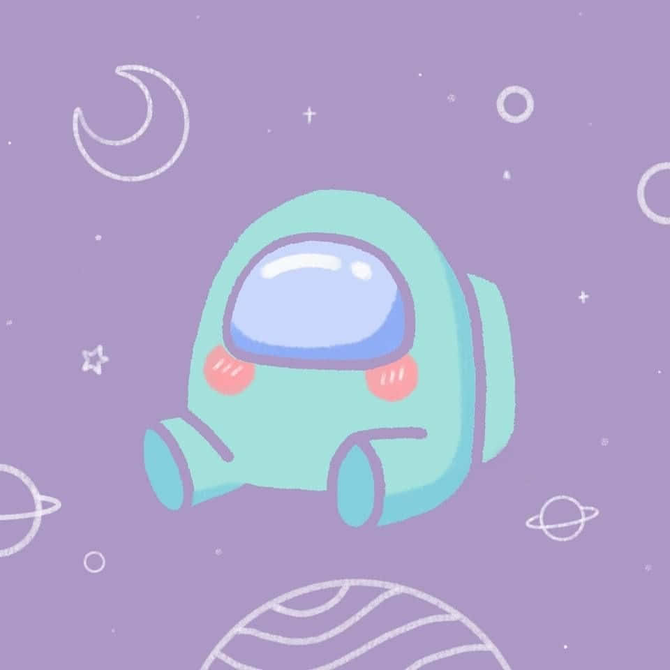 teal astronaut, rosy cheeks, lavender space, SD Desktop Wallpaper