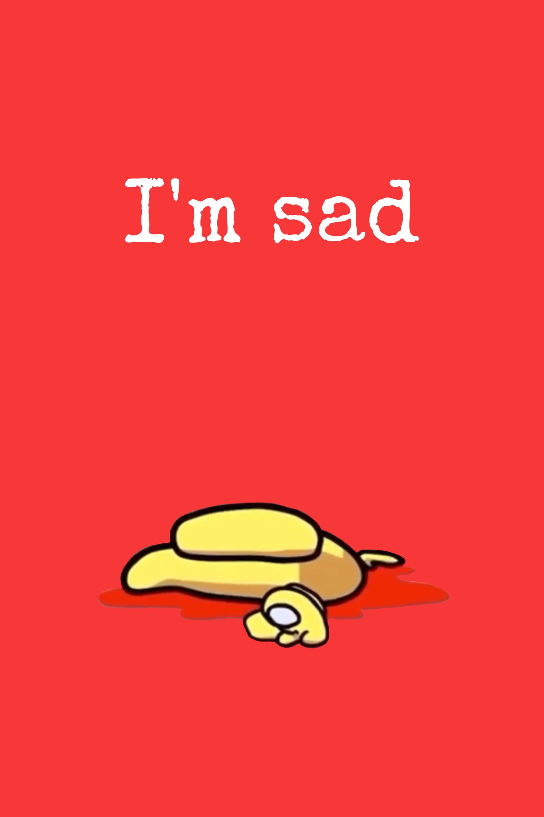 Among Us, yellow cartoon character, red background, 2K Phone Wallpaper
