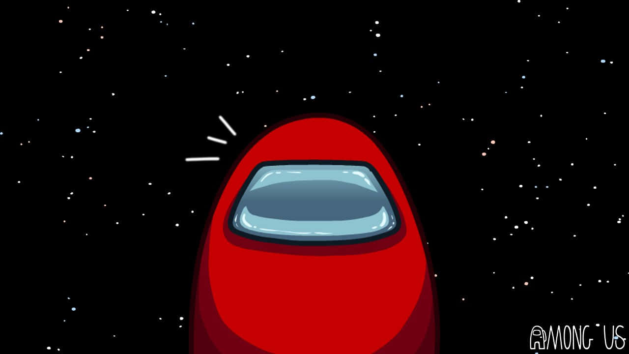 Among Us, red crewmate, starry space, HD Desktop Wallpaper