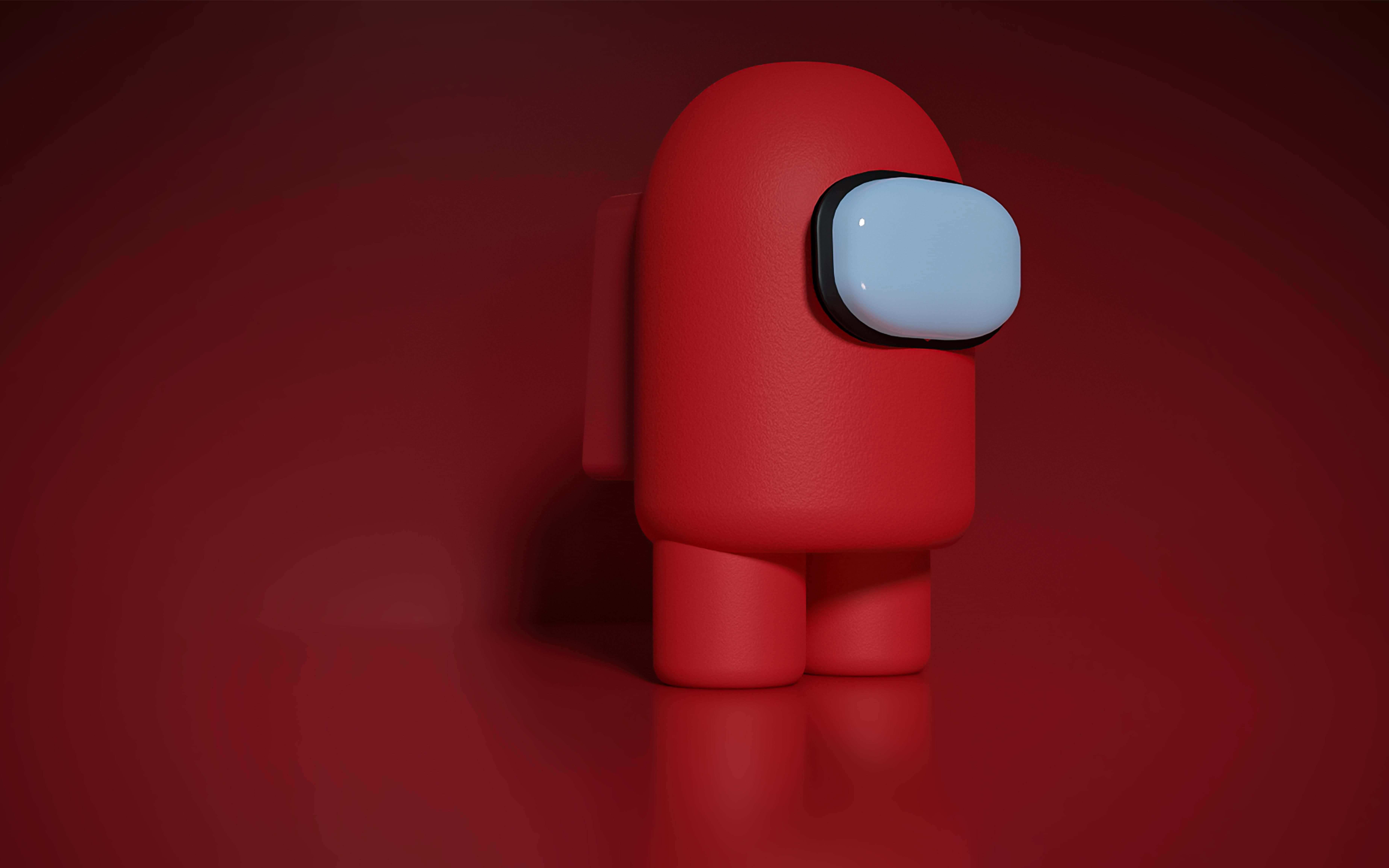 Among Us character, red, 3d-rendered, 5K Desktop Wallpaper