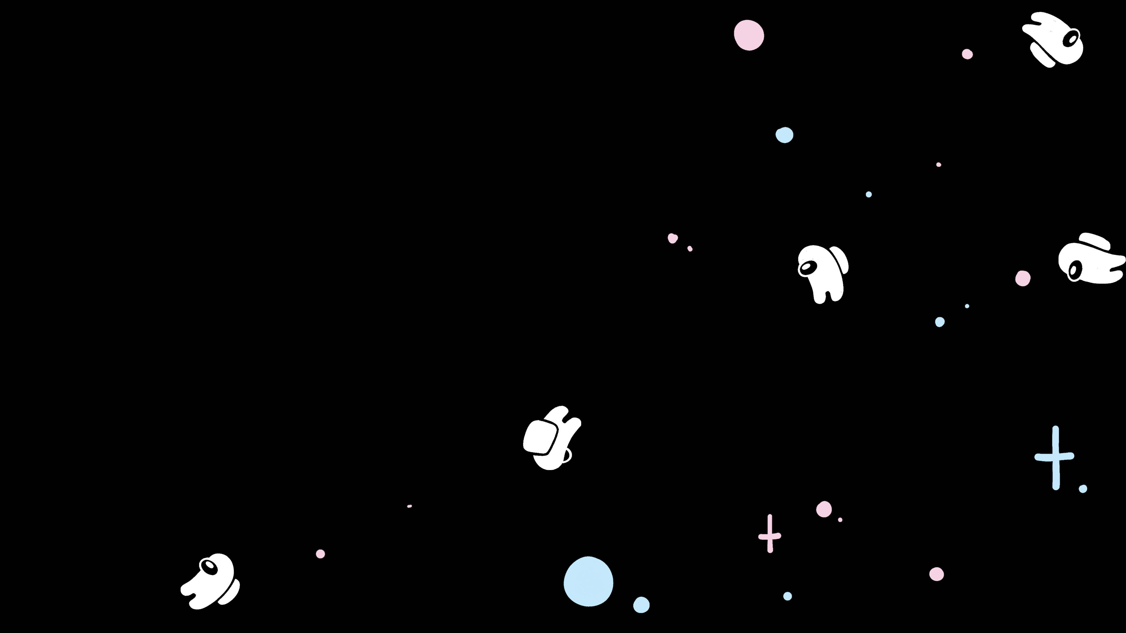 Among Us, black, white minimalist characters, 4K Desktop Wallpaper