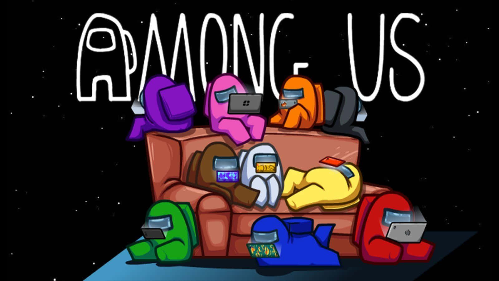 Among Us, Galaxy, colorful Among Us characters, HD Desktop Wallpaper