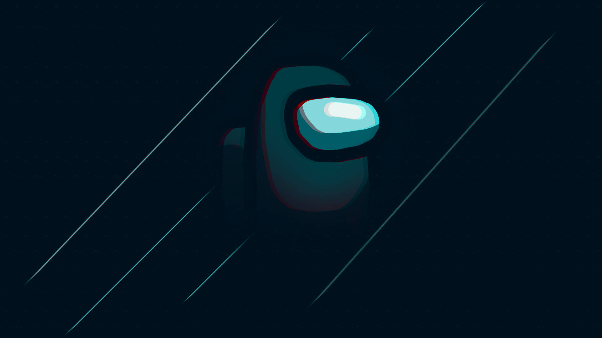 Among Us, black, glowing teal, Full HD Desktop Wallpaper