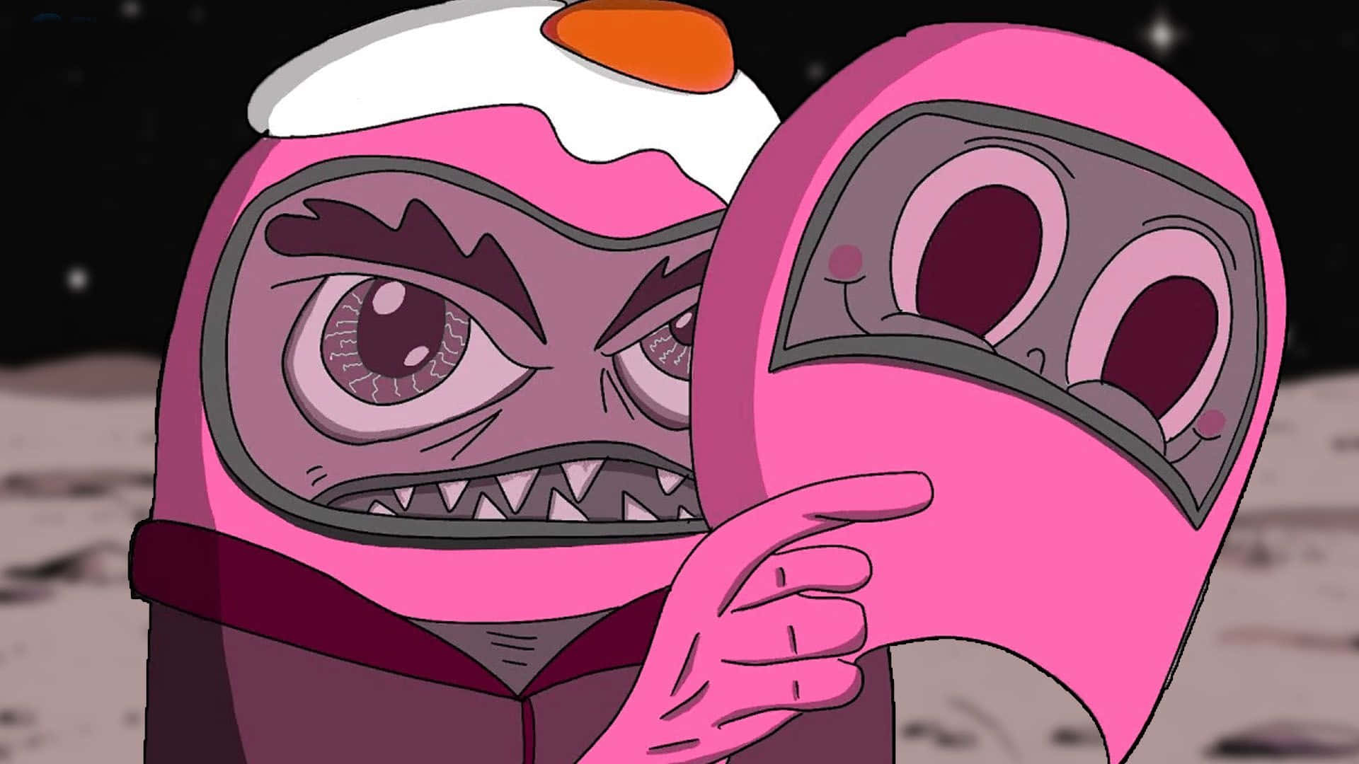 Among Us, pink, animated characters, Full HD Desktop Wallpaper