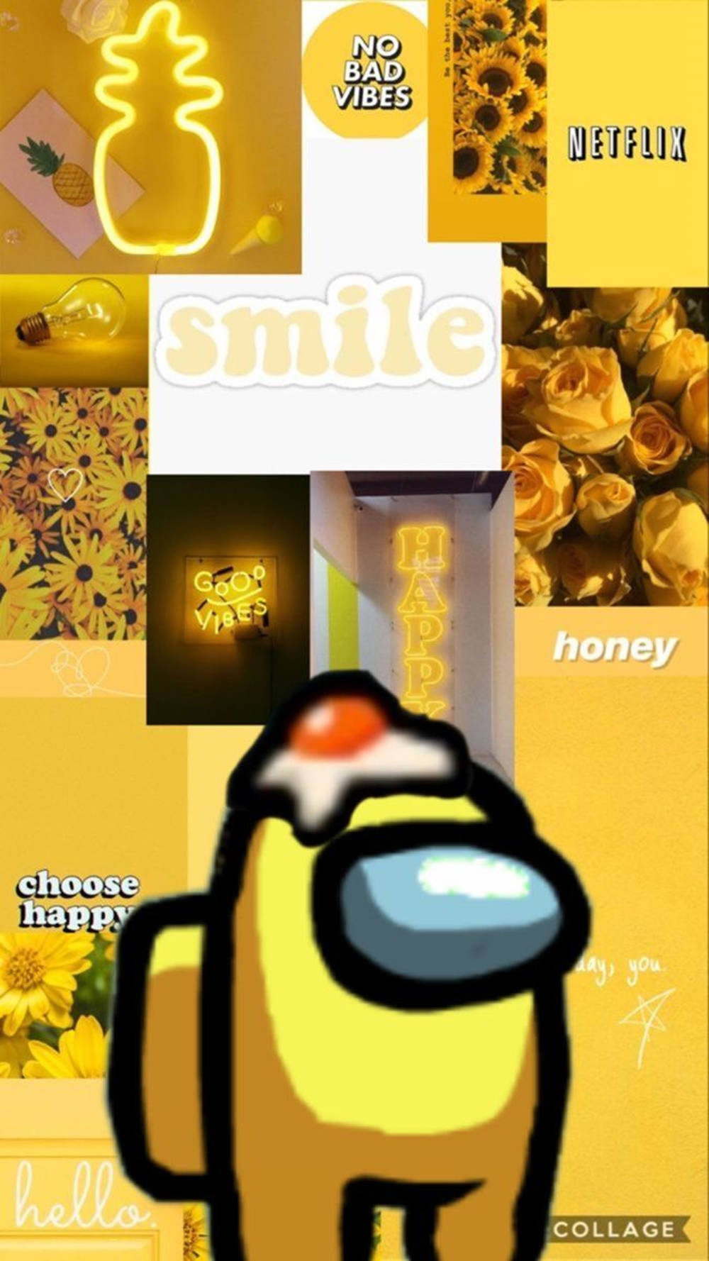 Among Us, yellow, collage, HD Phone Wallpaper