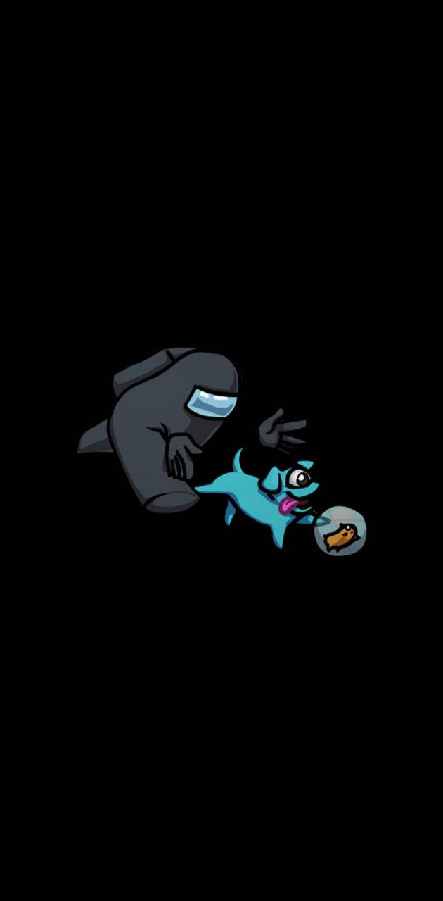 Among Us, gray masked crewmate, blue dog, HD Phone Wallpaper