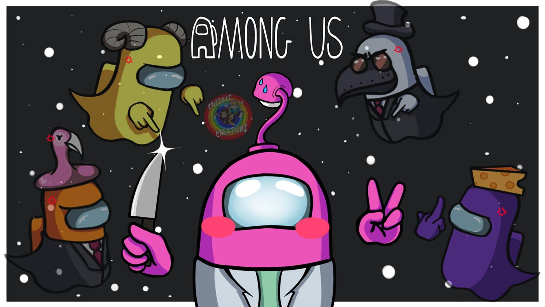 Among Us, pink imposter, space, HD Desktop Wallpaper