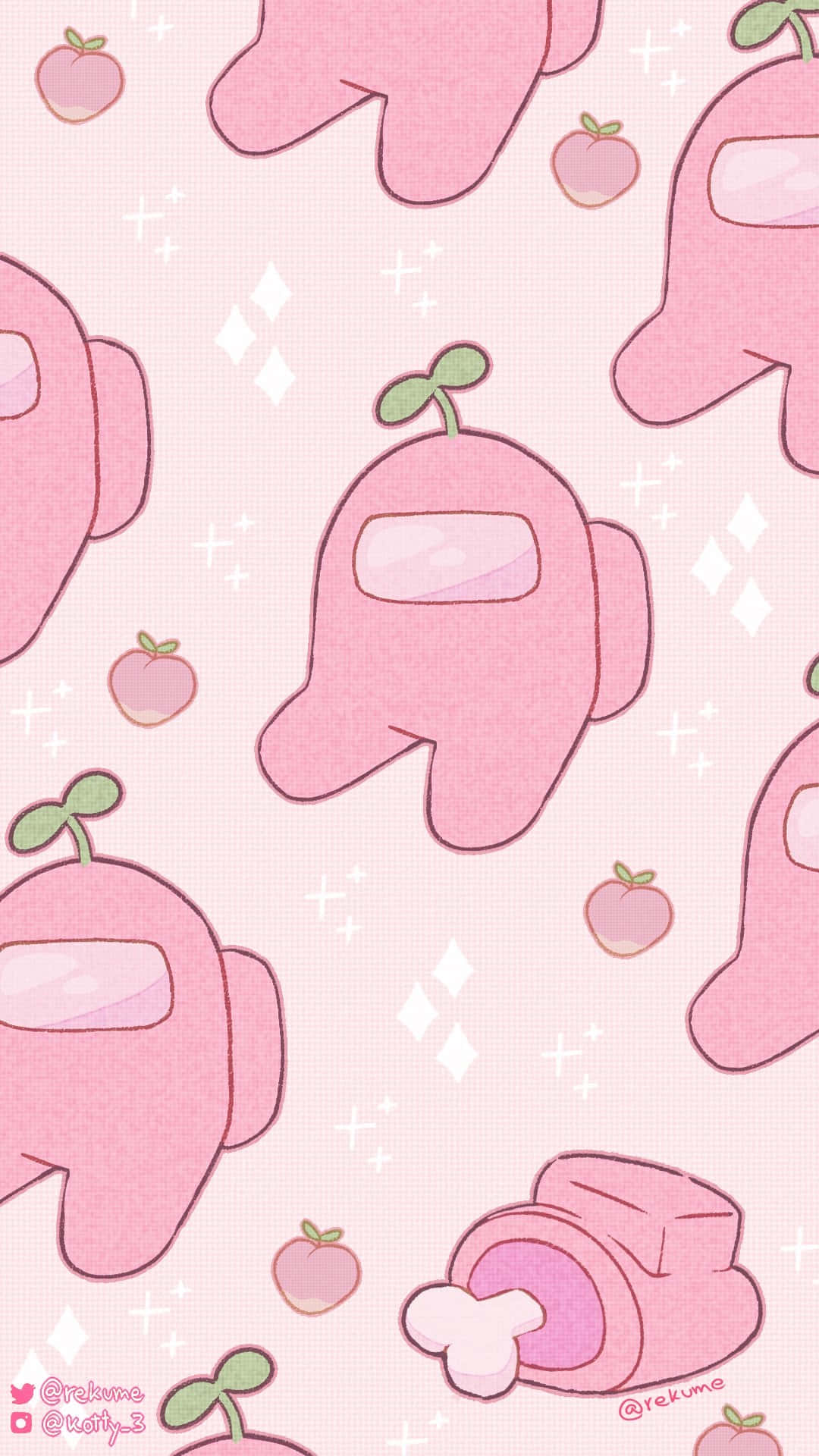 Among Us, pink, apple hats, Full HD Phone Wallpaper