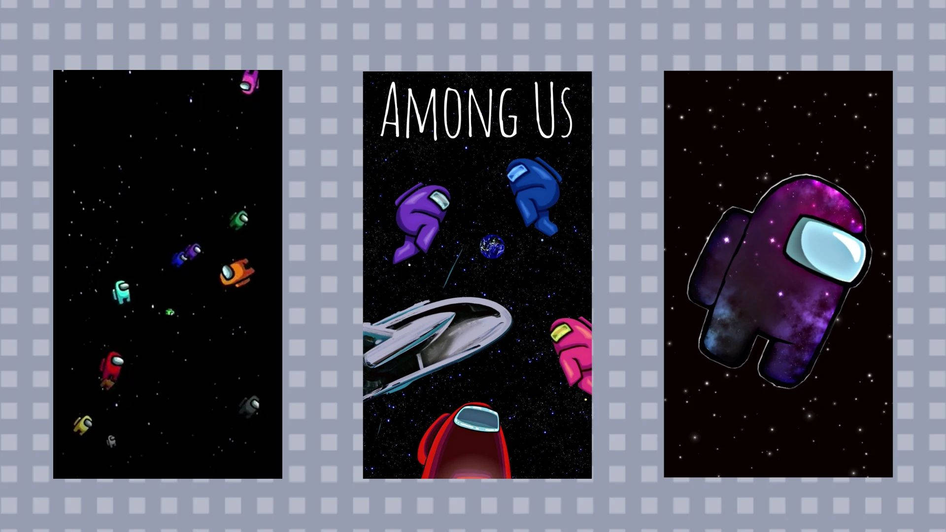 Among Us Game, colorful crewmates, starry space, Full HD Desktop Wallpaper