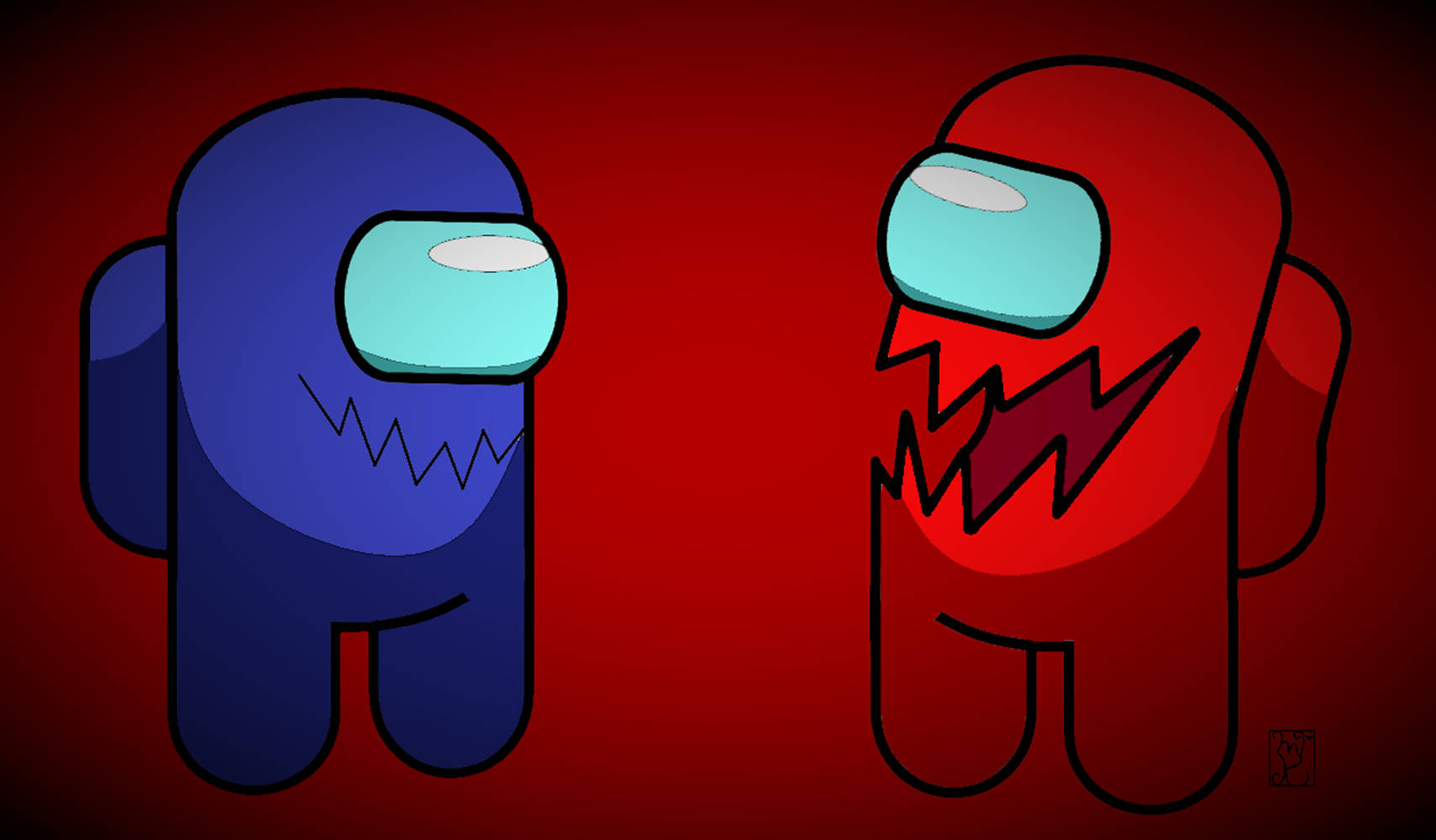 Among US Imposter, blue, red, HD Desktop Wallpaper