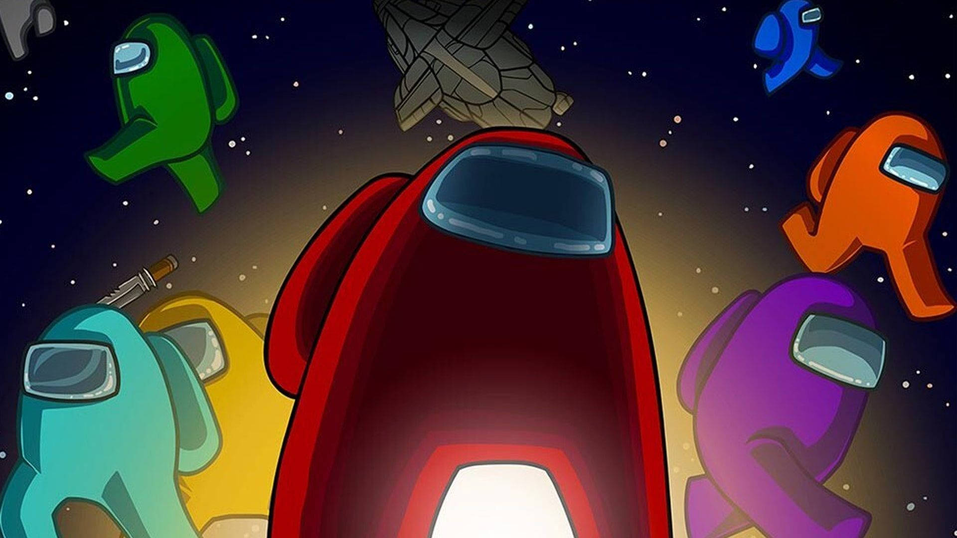 red among us imposter, Among Us, spaceship, Full HD Desktop Wallpaper