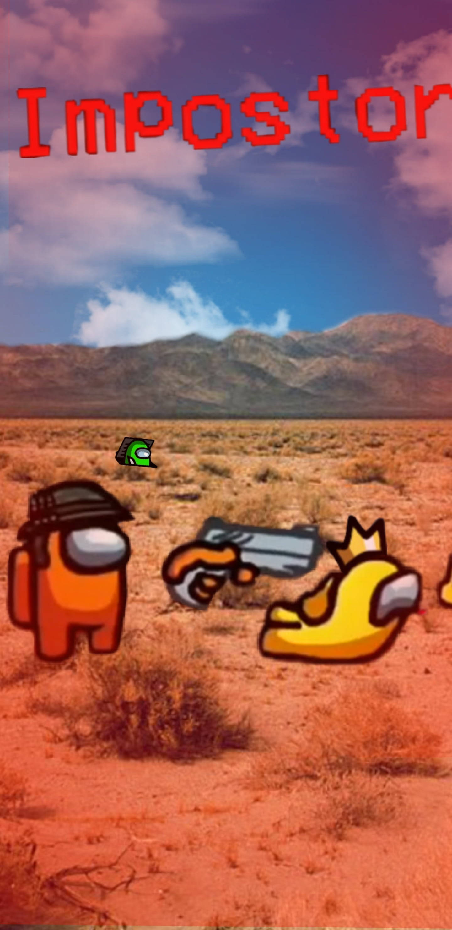 Among Us Impostor, desert, blue sky, 2K Phone Wallpaper