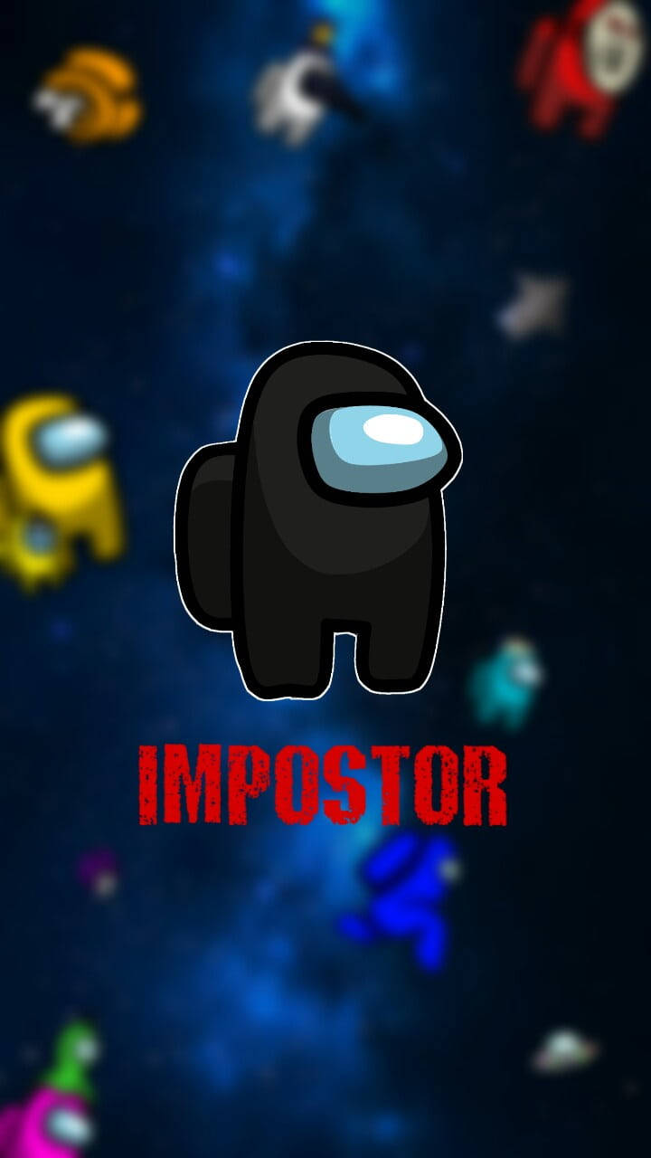 Among Us Impostor, black, starry cosmic backdrop, HD Phone Wallpaper