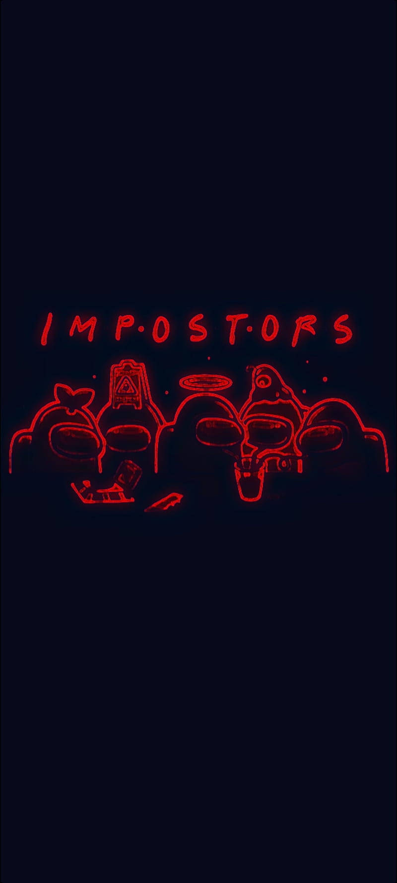 Among Us Impostor, red neon outline, impostors, HD Phone Wallpaper