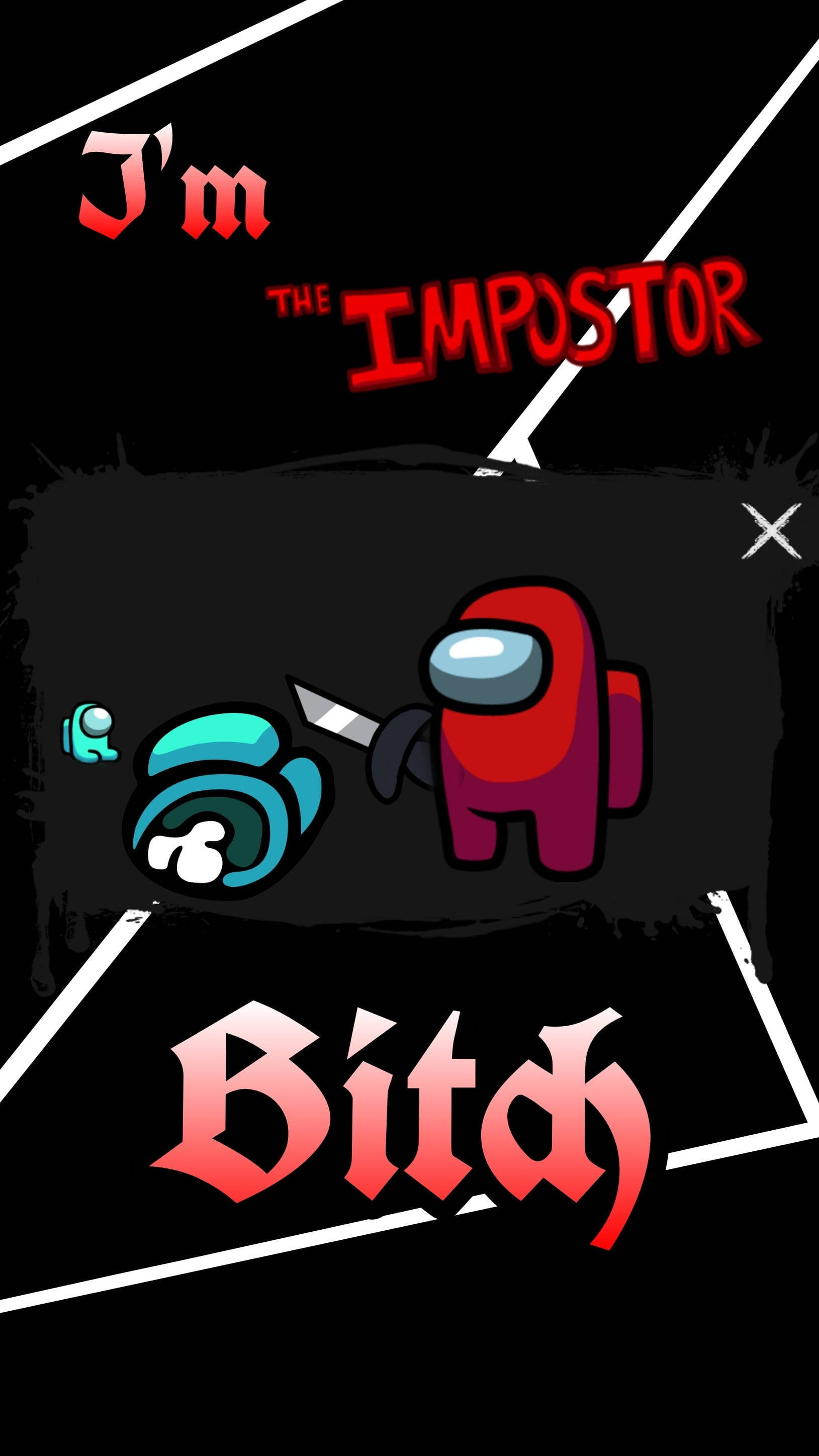Among Us Impostor, red Among Us impostor, cyan crewmate, 2K Phone Wallpaper