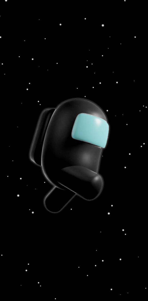 Among Us, black astronaut, cyan visor, HD Phone Wallpaper