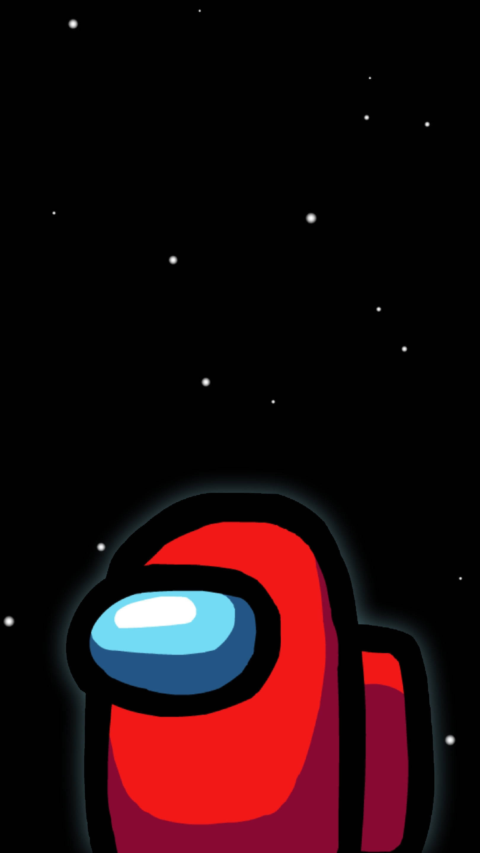 Among Us, red crewmate, starry black space backdrop, 2K Phone Wallpaper