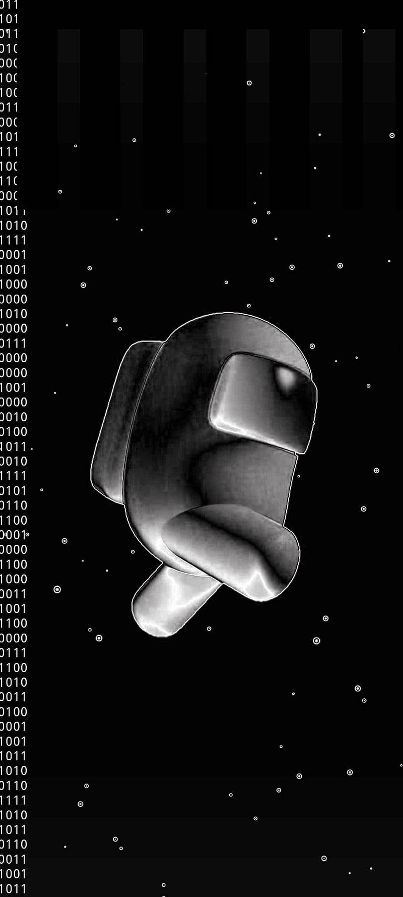 Among US, black and white, silver astronaut helmet, HD Phone Wallpaper
