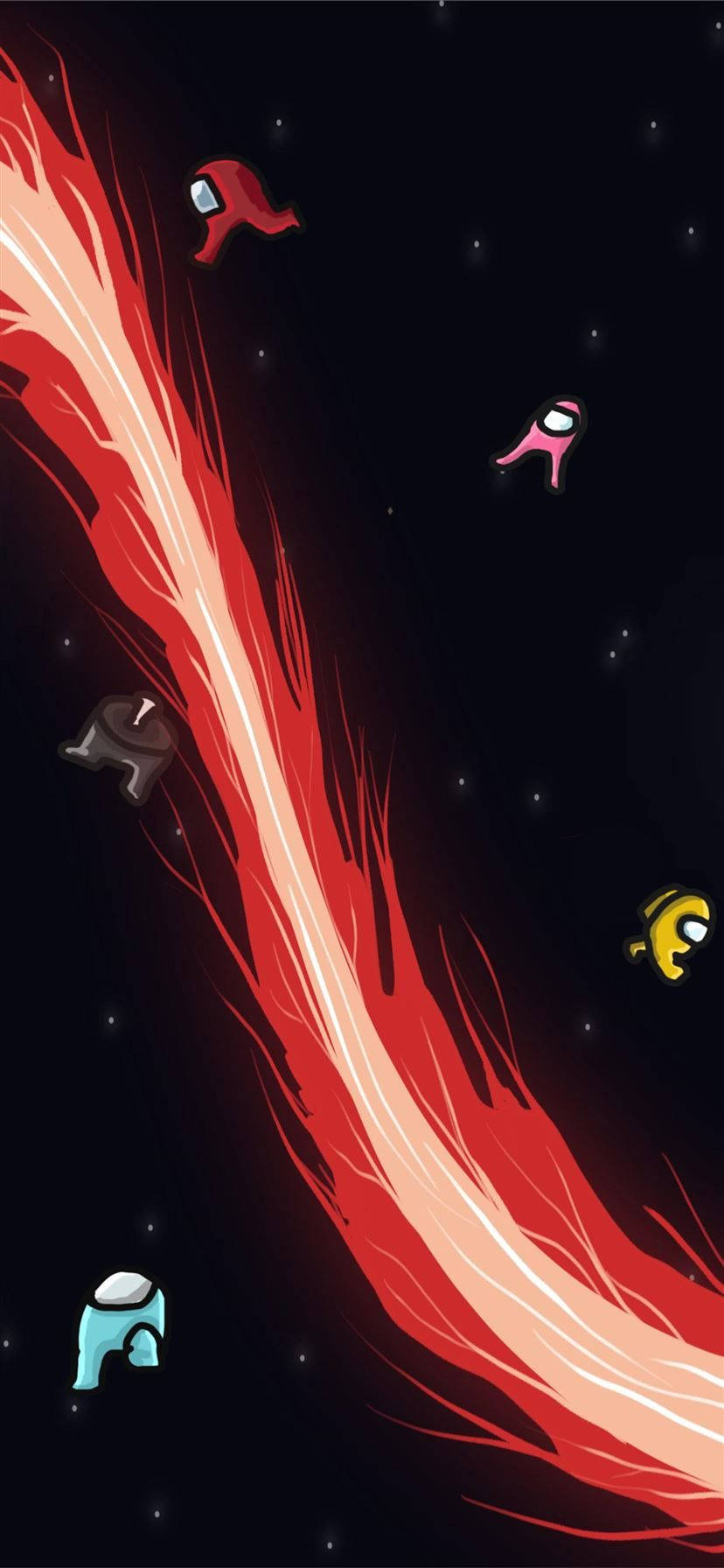Among Us, crewmates, glowing red cosmic stream, HD Phone Wallpaper