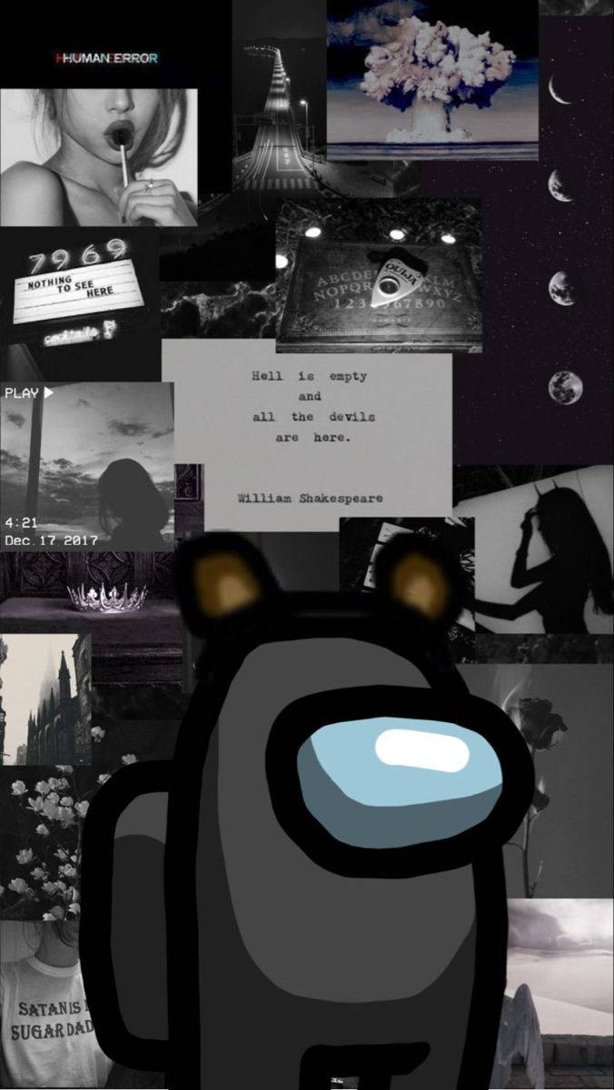 Among Us, Black Character, Stealth in the Shadows, SD Phone Wallpaper