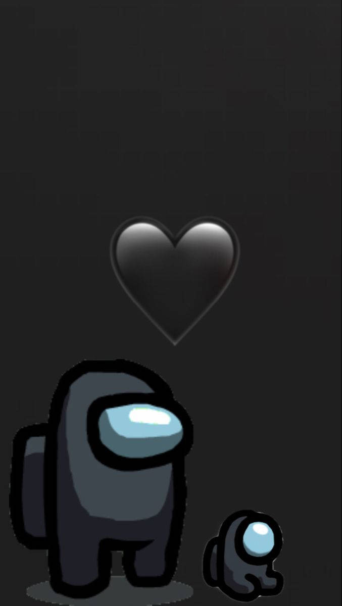 Among Us, Black Heart, glowing heart, SD Phone Wallpaper