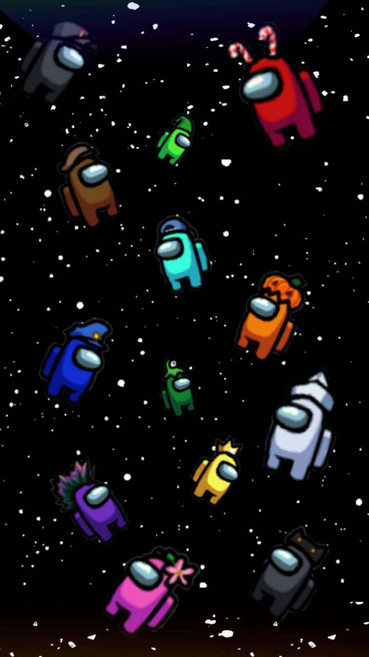 Among Us, colorful characters, starry space, HD Phone Wallpaper