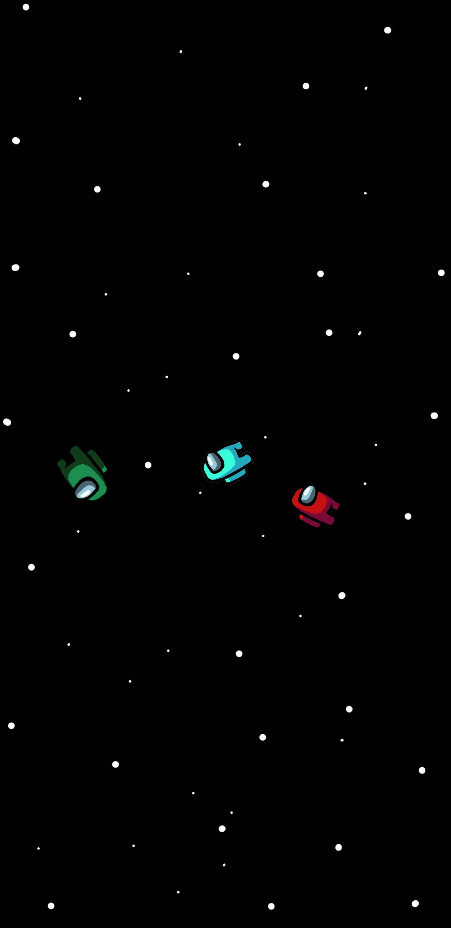 Among Us, three crewmates, cartoon astronauts, 2K Phone Wallpaper