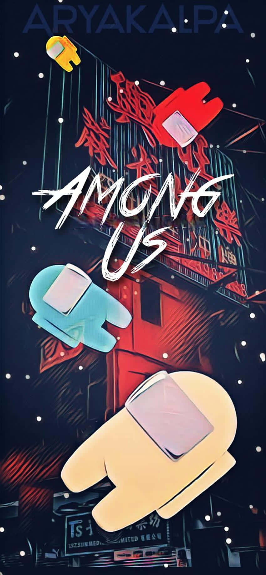 Among Us, crewmates, neon-lit spaceship, HD Phone Wallpaper