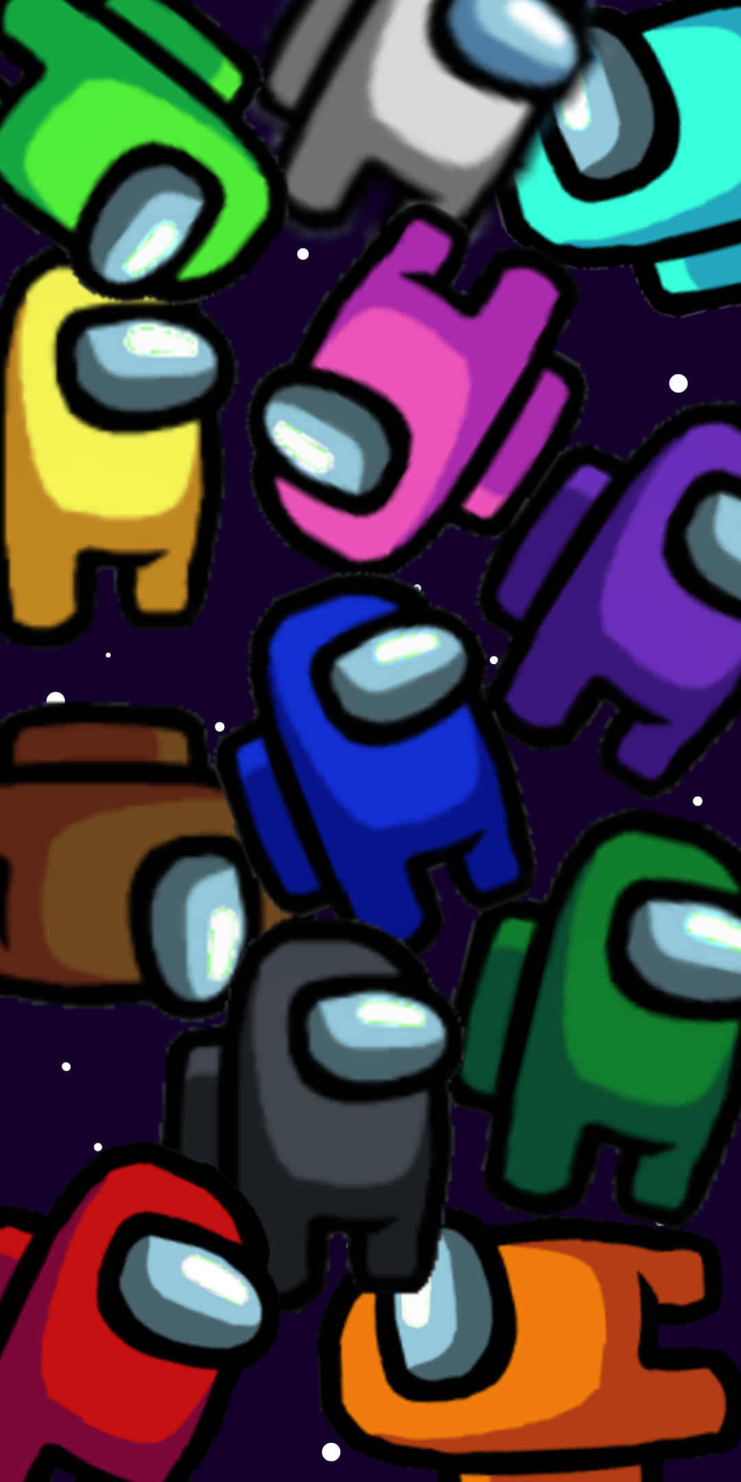 Among Us, crewmates, starry space background, Full HD Phone Wallpaper