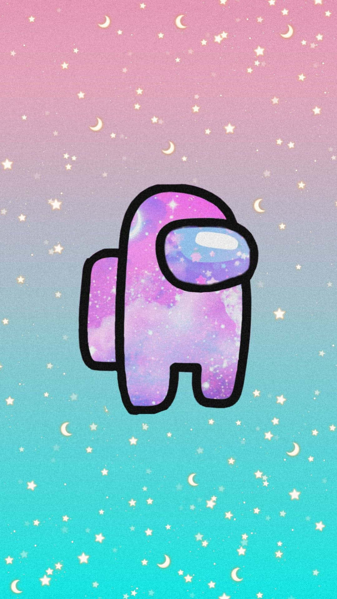 Among Us, cartoon astronaut, galaxy pattern, Full HD Phone Wallpaper