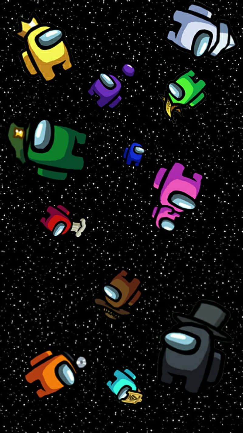Among Us, crewmates, starry void, HD Phone Wallpaper