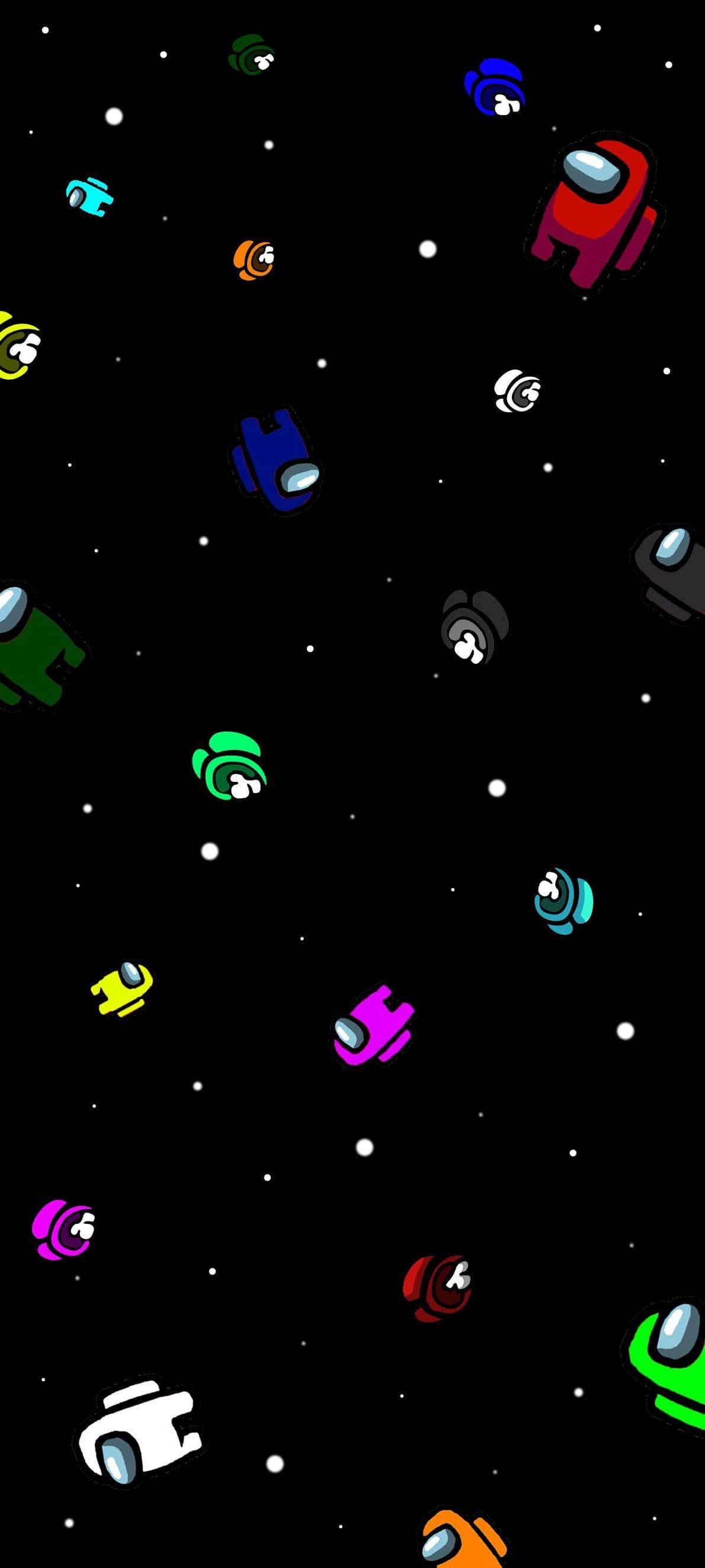Among Us, crewmates, starry black void, 2K Phone Wallpaper