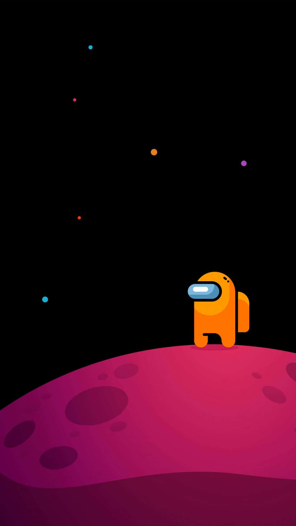 Among Us, orange Among Us character, pink cratered planet, HD Phone Wallpaper