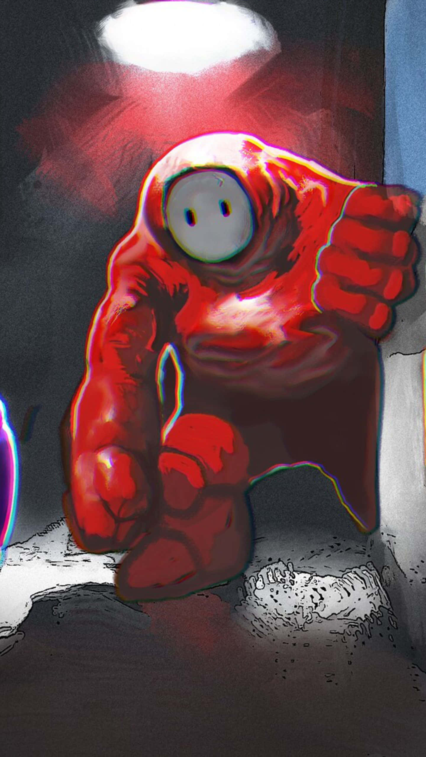 Among US Phone, red cartoonish creature, one eye, 2K Phone Wallpaper