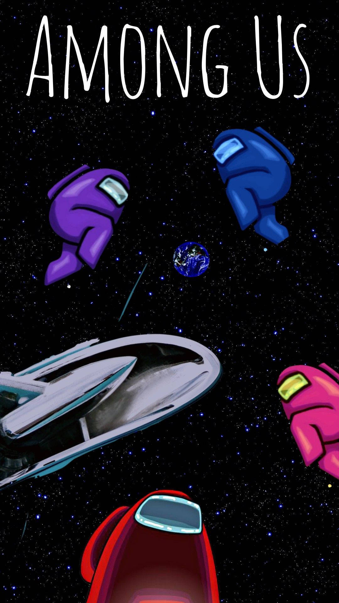 Among Us Red, space, spaceship, Full HD Phone Wallpaper