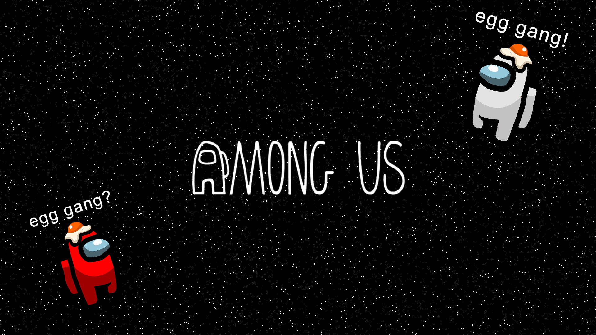Among Us Red, egg hat, starry space, Full HD Desktop Wallpaper