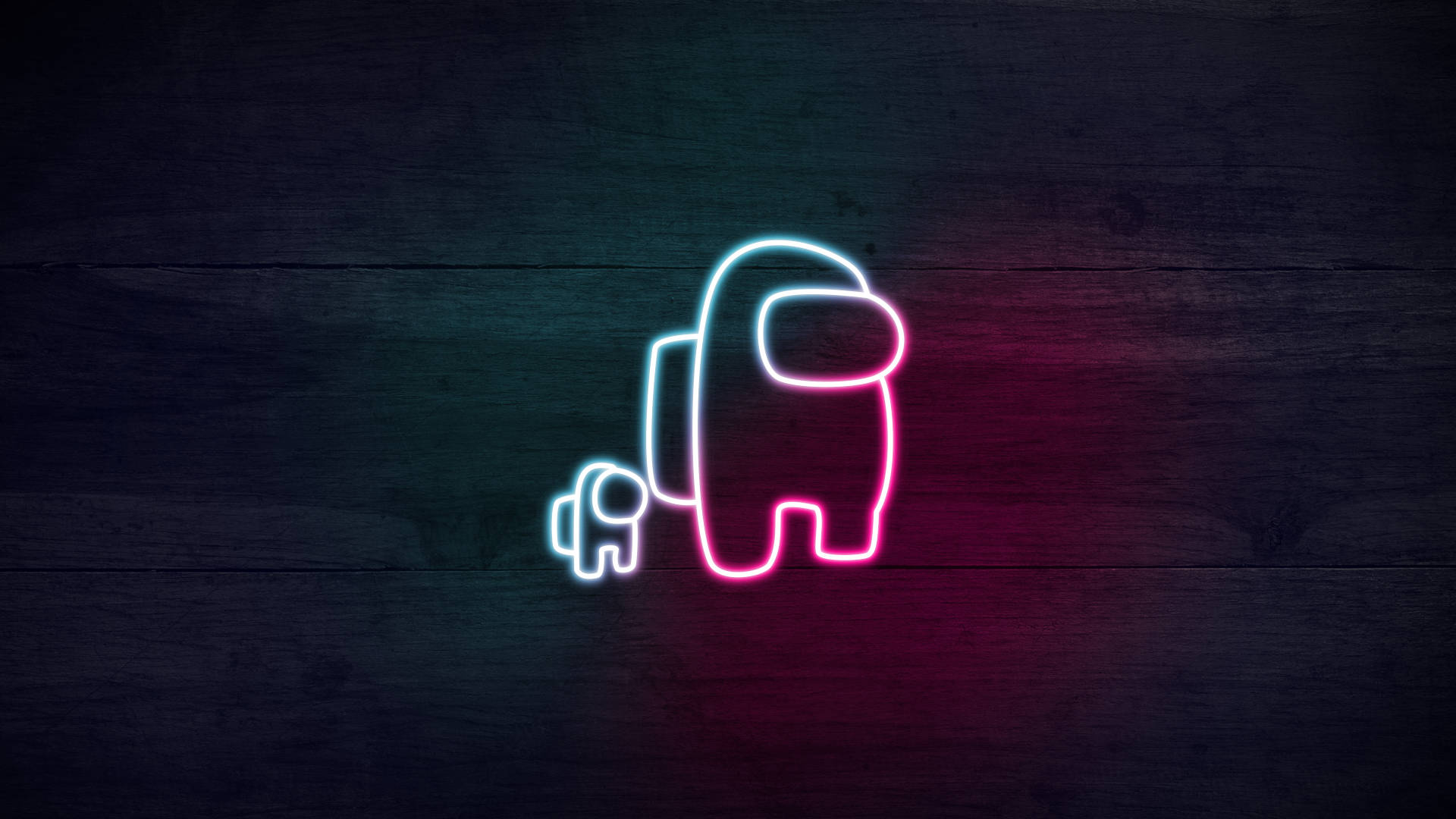 Among Us, neon, blue, Full HD Desktop Wallpaper