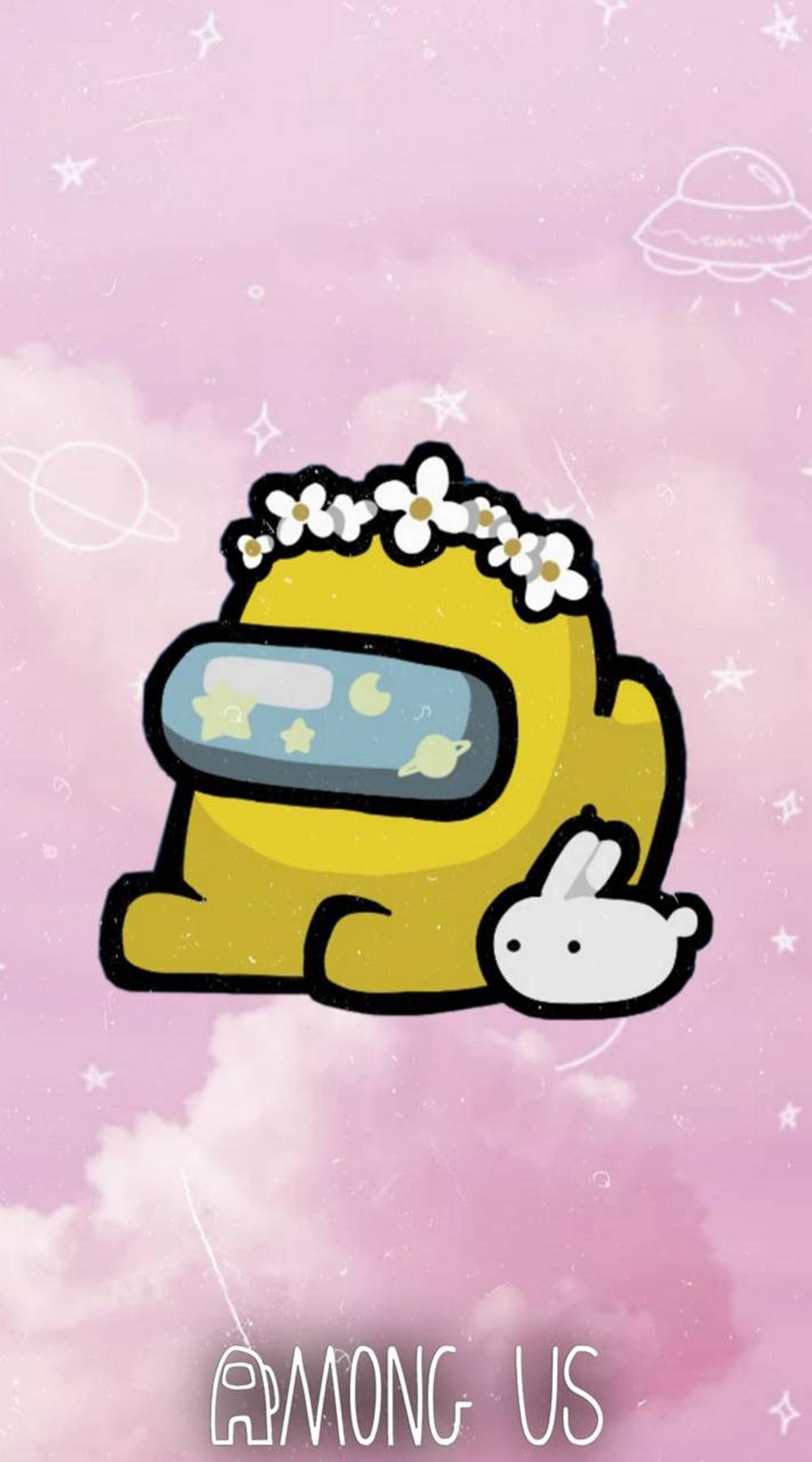 Among Us, yellow chibi crewmate, flower crown, HD Phone Wallpaper