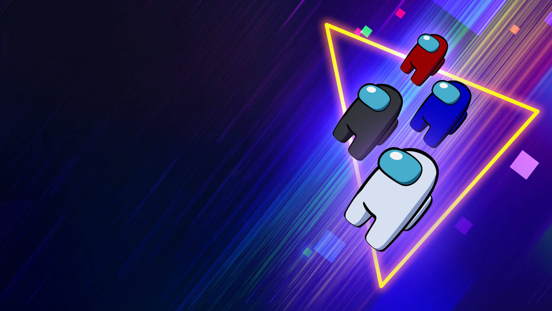 Among Us, crewmates, glowing yellow triangle, Full HD Desktop Wallpaper