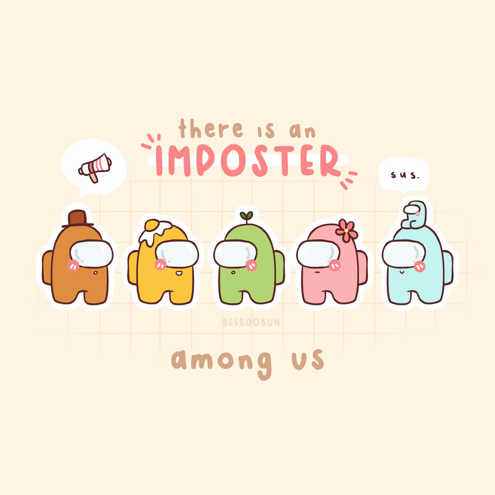 Among Us, cute Among Us characters, speech bubbles, Full HD Desktop Wallpaper