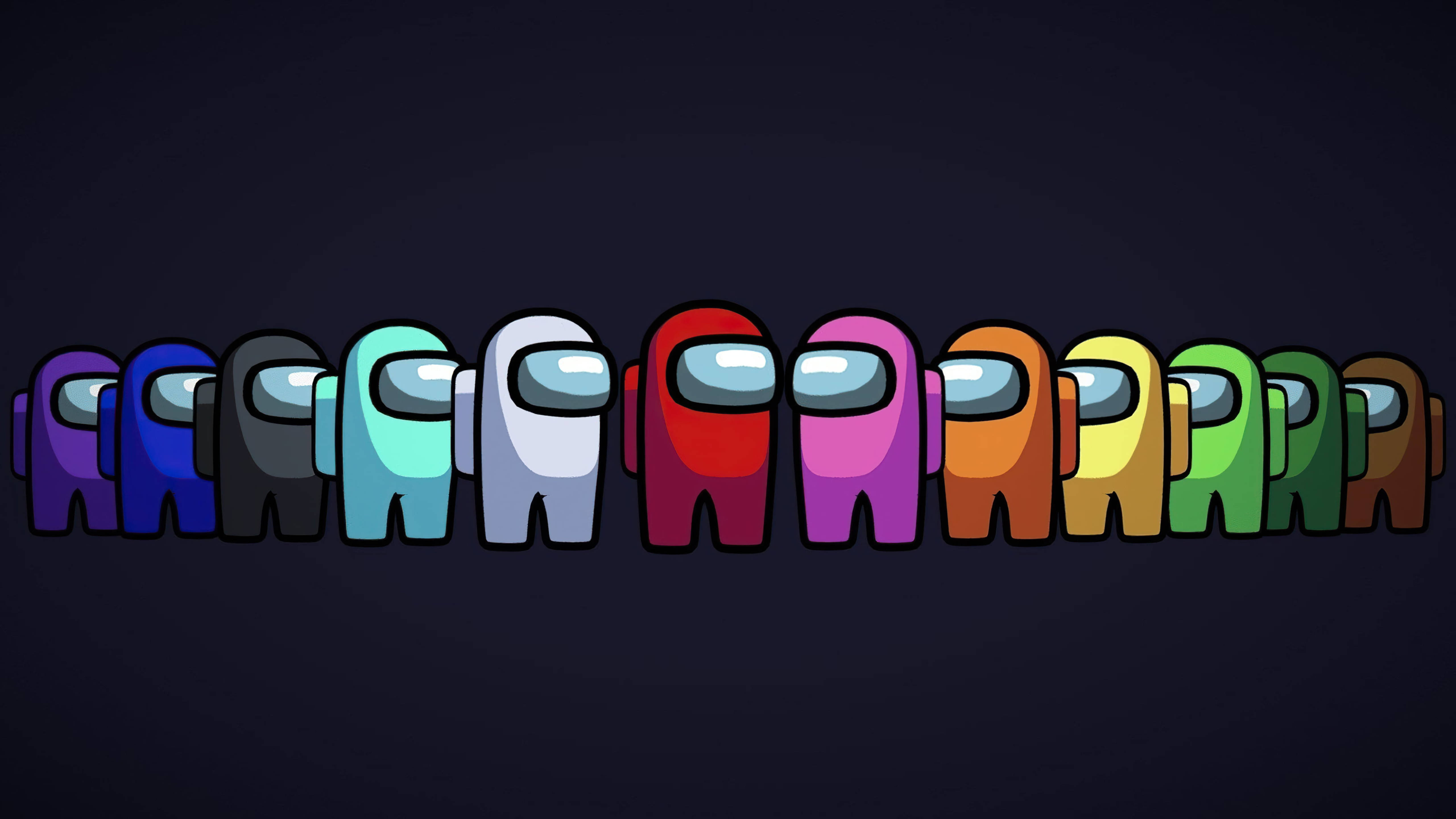 Among Us, colorful Crewmates, row of characters, 5K Desktop Wallpaper