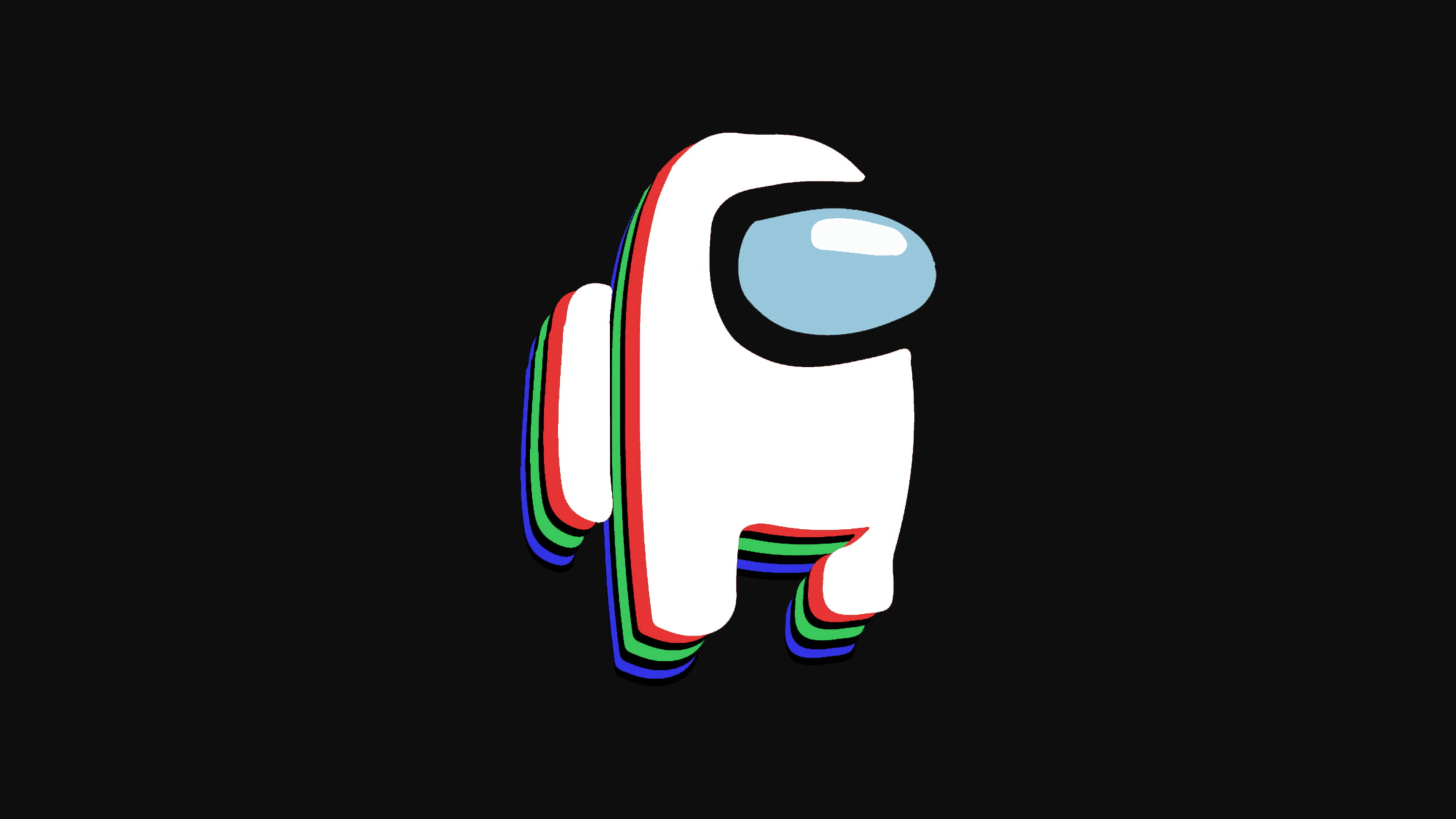 Among Us, white astronaut, rainbow stripes, 5K Desktop Wallpaper