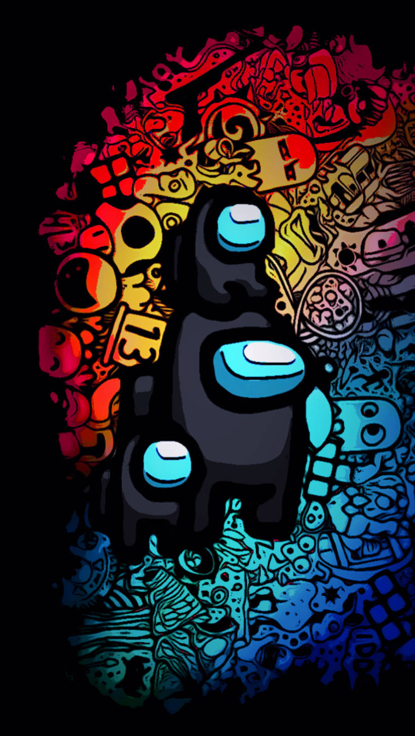 Among US, 2D Doodle Artwork, black crewmate, HD Phone Wallpaper