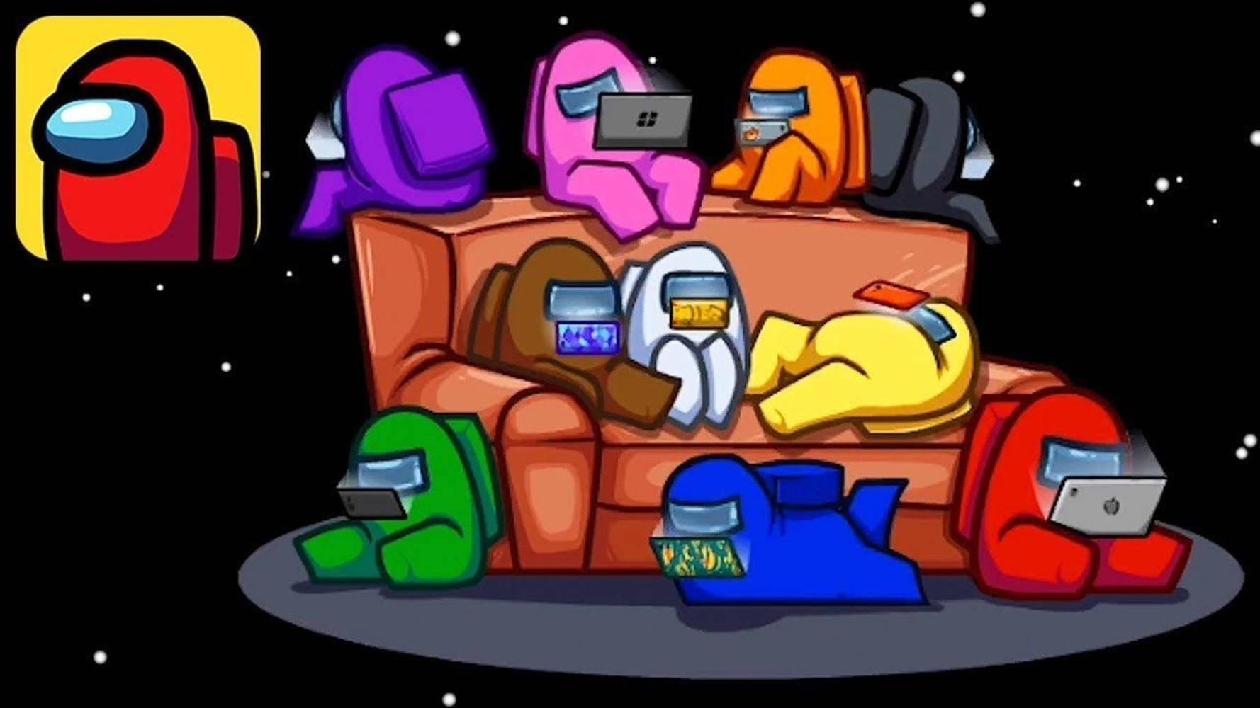 Among Us, crewmates, couch, HD Desktop Wallpaper