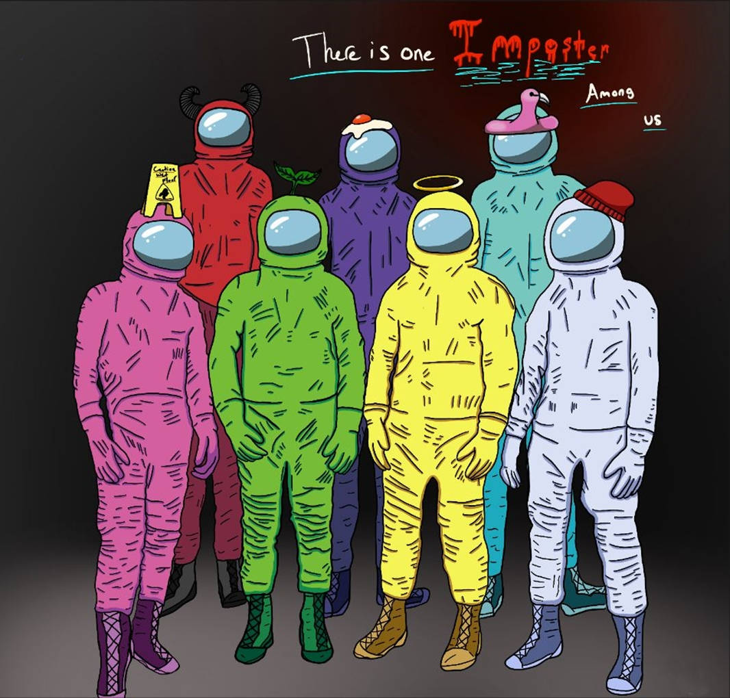 Among Us, human versions, colorful Among Us characters, SD Desktop Wallpaper