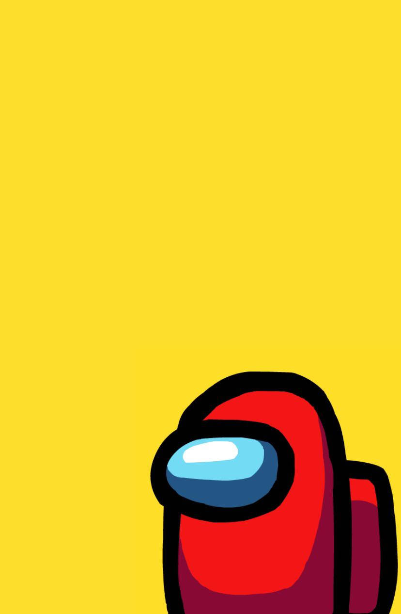 Among Us, red crewmate, yellow background, SD Phone Wallpaper