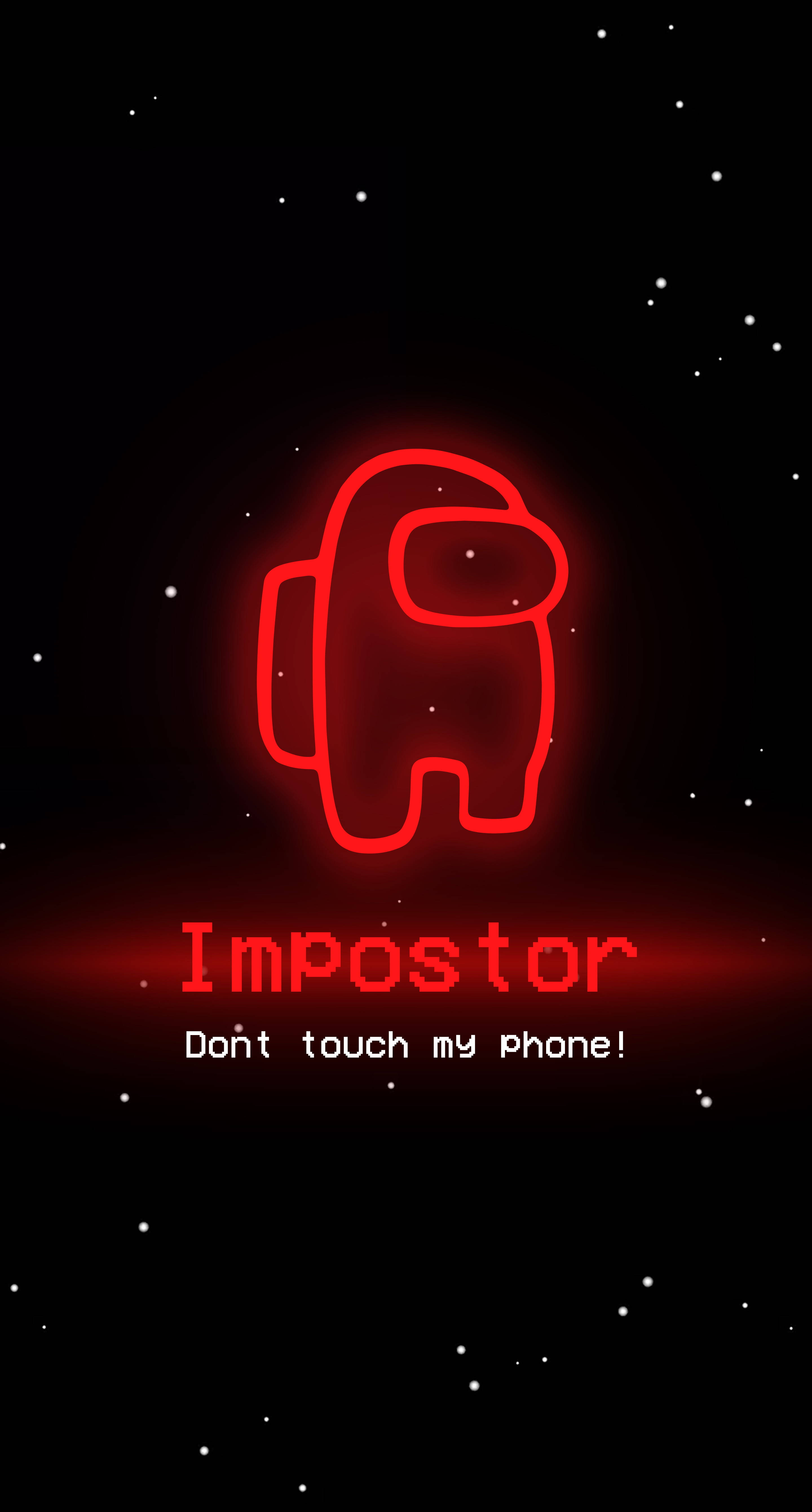 Among Us, red neon outline, impostor character, 5K Phone Wallpaper